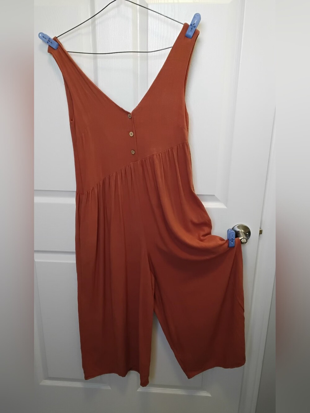 PETAL‎ & PUP Burnt Orange Summery Beach Wide-Leg Button-Front Romper
